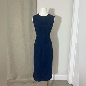 Women’s QUINCE Stretch Denim Midi Dress In Indigo Size Small